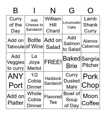 The Moon Under Water Bingo Card