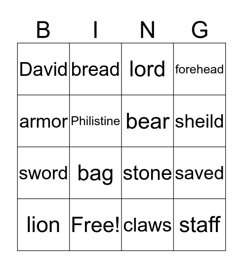 david and goliath Bingo Card