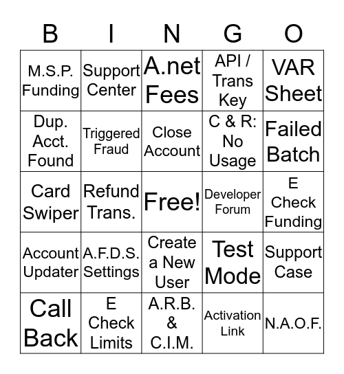 Client Services Bingo Card
