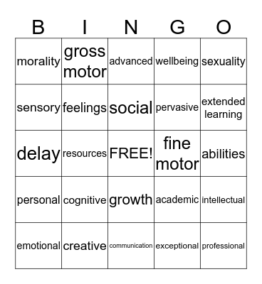 Development Bingo Card