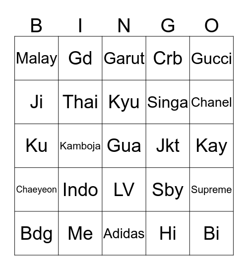 Brian Bingo Card