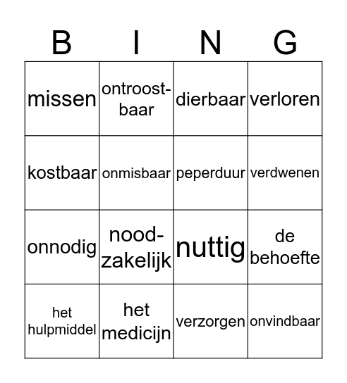 Bingo: Nodig Bingo Card