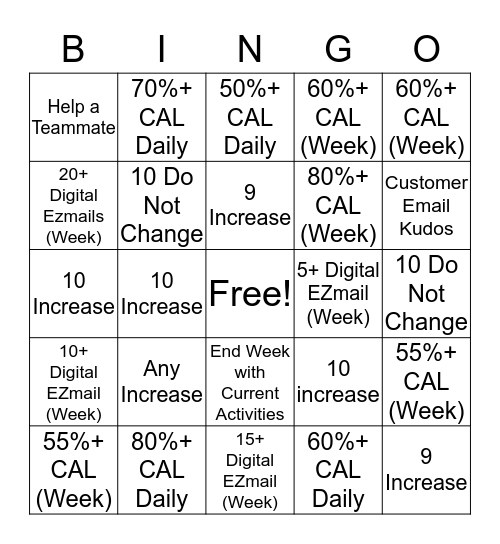 Team Swenson Bingo Card