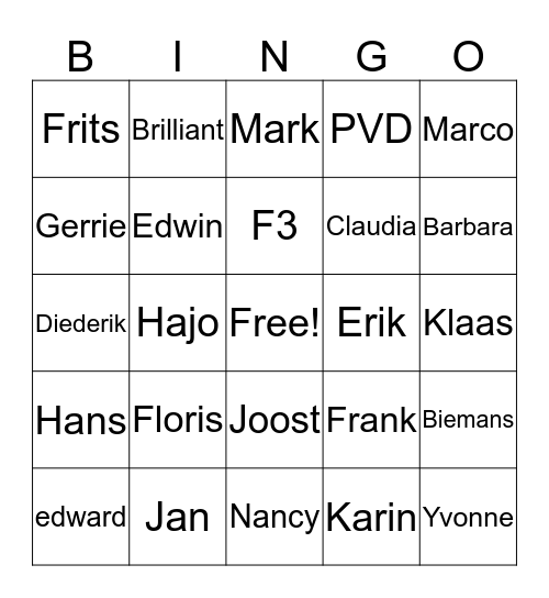 VVD Bingo Card