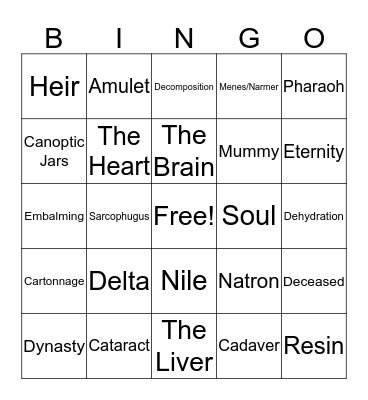 Egypt Before Break Bingo Card