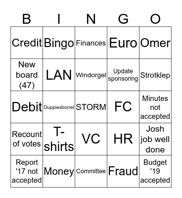 General Assembly STORM 19/20-11-2018 Bingo Card