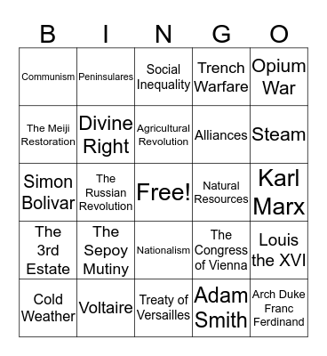 Global III Bingo Card