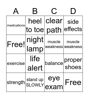 Keep Calm and Don't Fall Bingo Card