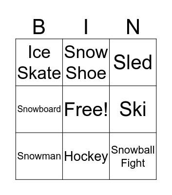 Winter Wonderland Bingo Card