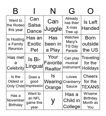 Find someone who.... Bingo Card