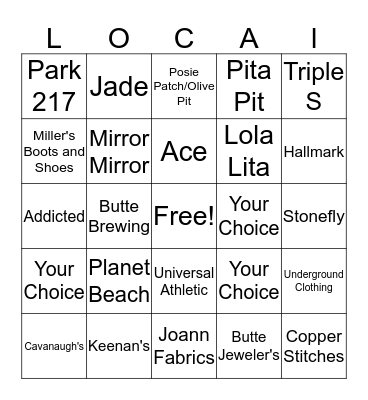 Small Biz Saturday Bingo Card