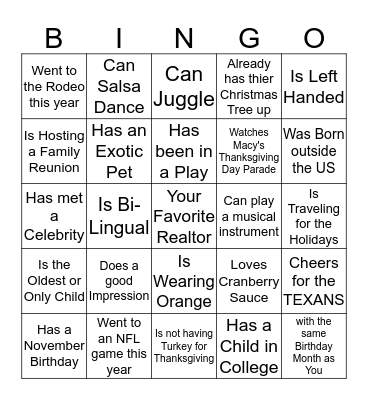 Find someone who.... Bingo Card