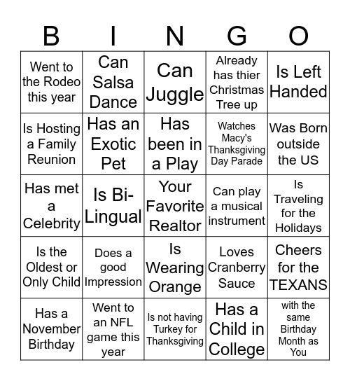 Find someone who.... Bingo Card