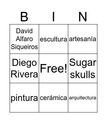 Mexican Art Bingo Card