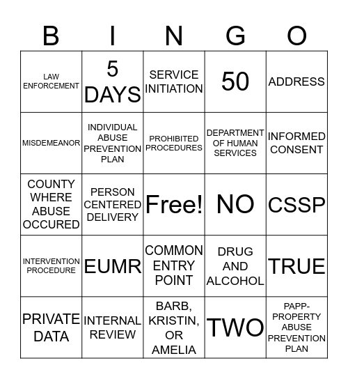 LOESCH BINGO! Bingo Card