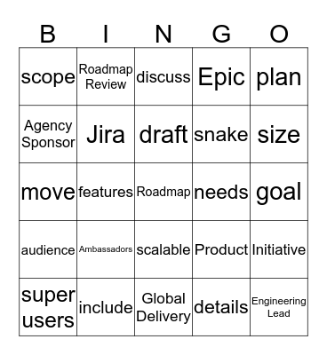 ROADMAP BINGO! Bingo Card