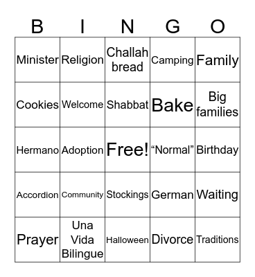 Mayfield 1 Bingo Card