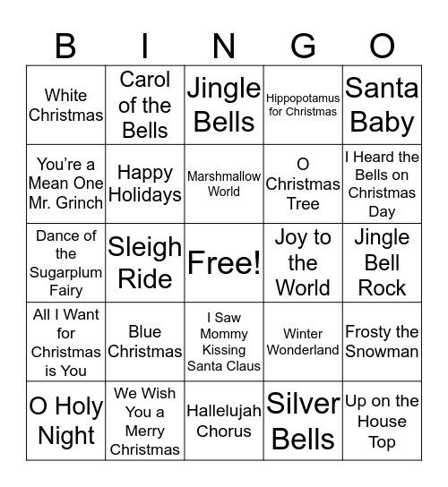 Holiday Bingo Card