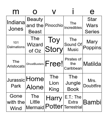 Movie Bingo Card
