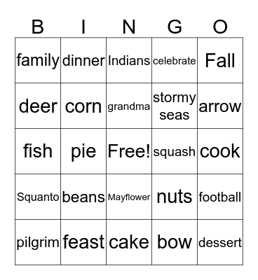 Thanksgiving Bingo Card