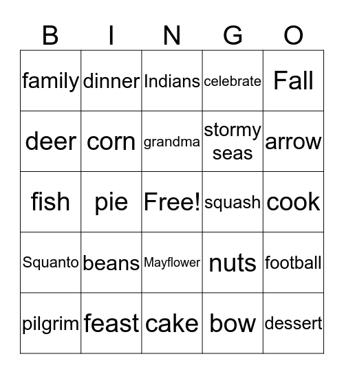 Thanksgiving Bingo Card