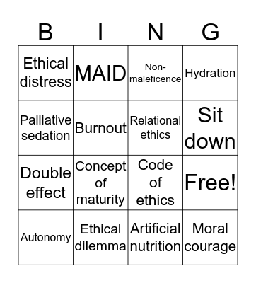 Ethical Practice Bingo Card