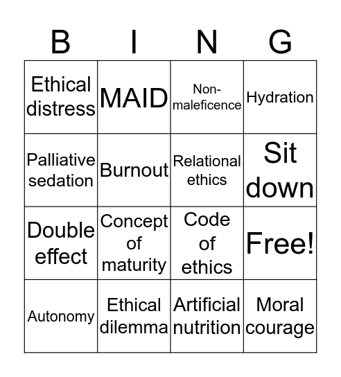 Ethical Practice Bingo Card
