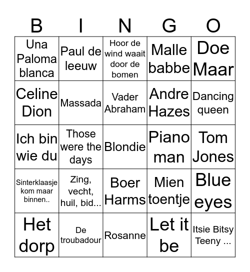 Sinterklaas Bingo Card