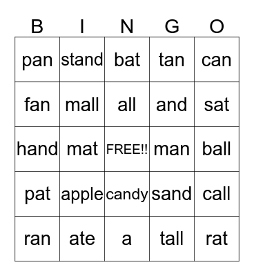 Aa Bingo Card