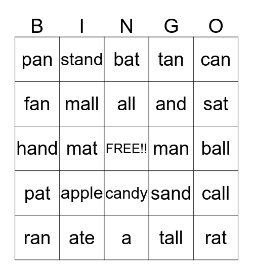 Aa Bingo Card