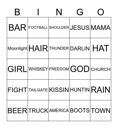 TRACTOR RAP BINGO Card