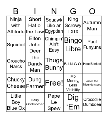 High Fashion Bingo Card