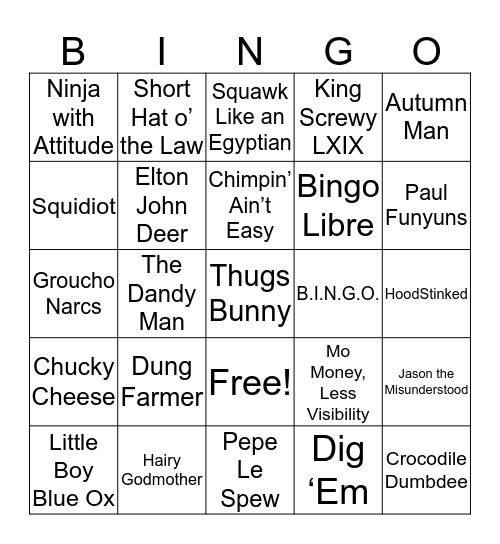 High Fashion Bingo Card