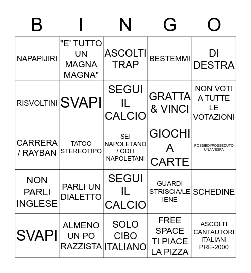 ITALIANO MEDIO BINGO Card