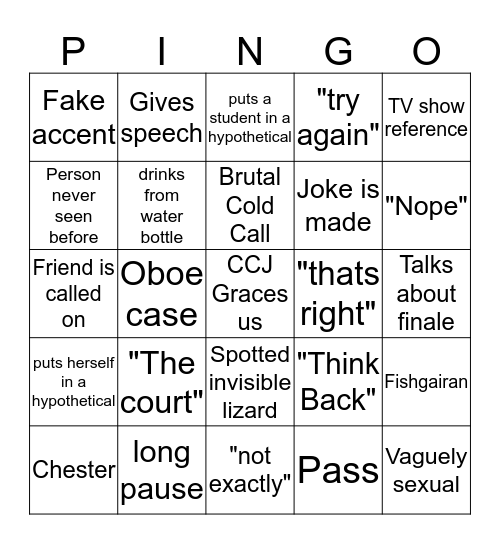 THE LAST CON CRIM Bingo Card