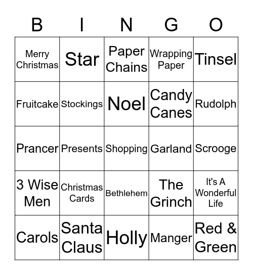 CHRISTMAS  BINGO Card