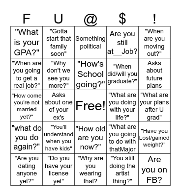 That Time of Year Again! Bingo Card