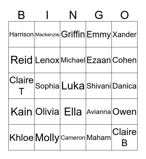 Mrs White & Mrs Kelch FDK Bingo Card