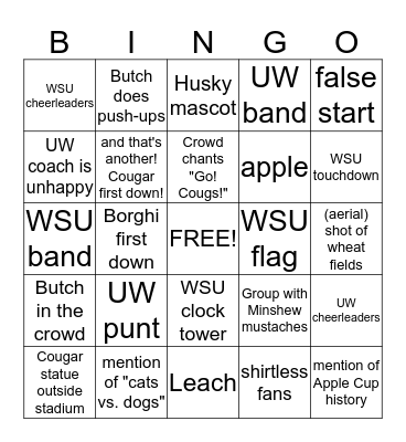 Apple Cup Bingo Card