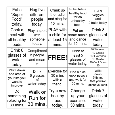 12 Days of Christmas Wellness Bingo Card