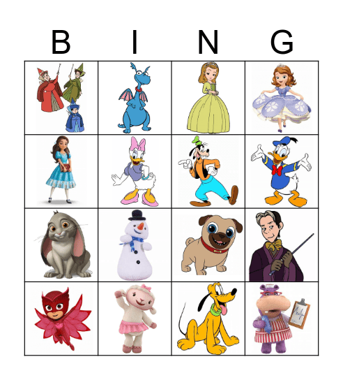 Disney Jr Bingo Card