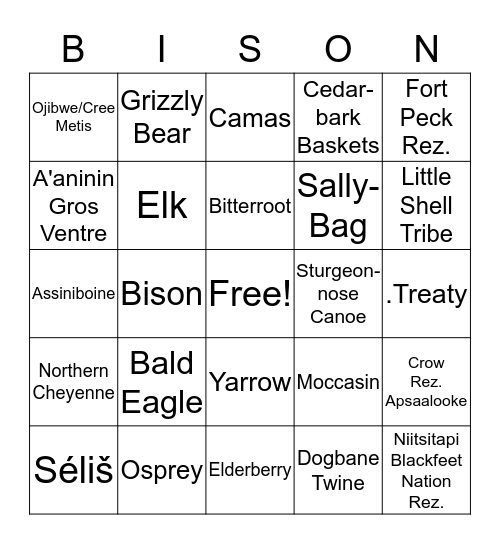 Cultural Bingo- Native American Heritage Day Bingo Card