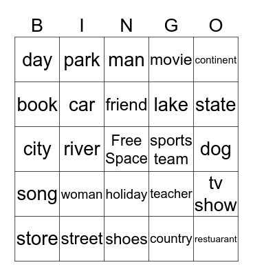 Names of...Bingo Card