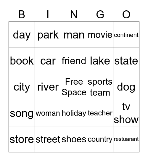 Names of...Bingo Card