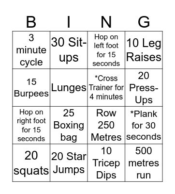 7T FITNESS BINGO  Bingo Card