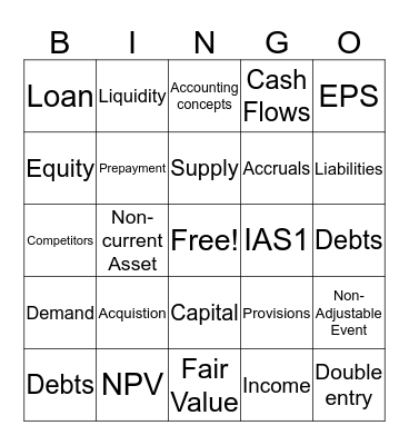 Accounting and finance Bingo Card