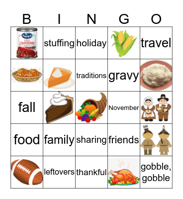 Thanksgiving Bingo - North Butler JHSH Bingo Card