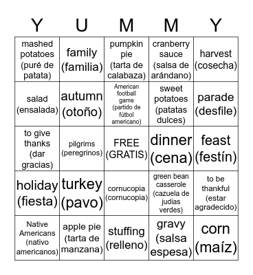 Thanksgiving! Bingo Card