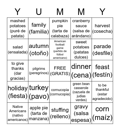 Thanksgiving! Bingo Card