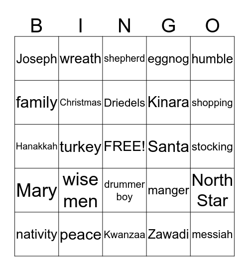 START DATE: 11/25/2013 Bingo Card